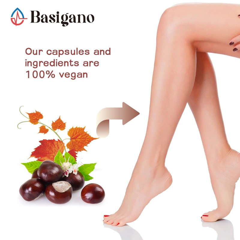 Basigano Red Vine Leaf & Horse Chestnut Extract Capsule Supplements