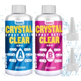 Shabebe Epoxy Resin 16OZ, Upgraded Crystal Clear Resin Epoxy Food Safe with Pump, Self Leveling & Bubble Free High-Glossy with Anti-Yellowing for Coating, Casting, Jewelry Making, DIY Craft