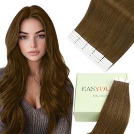 Easyouth Tape in Human Hair Extensions Natural Brown 16Inch Hair Extensions Tape in Human Hair #4 Dark Brown Tapes in Extensions Real Human Hair With Soft and Smooth Texture Dark Brown 40g 20pcs