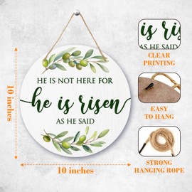 He Is Risen Door Sign, Easter Welcome Decorative, Christian Wooden Hanging Sign With Rope, Suitable For Home Wall Indoor Outdoor Spring Decoration, Easter Gifts For Friends Family -A47