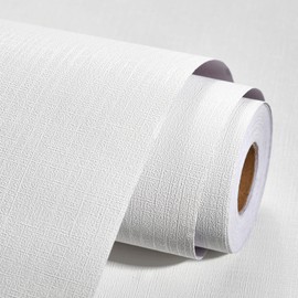 Harmn home (17.3 in x118 in) Peel and Stick White Textured Self Adhesive Wallpaper -Contact Removable Vinyl Paper Easy to Apply for Barhroom Apartment Reform Decorative