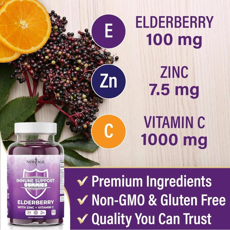 NEW AGE Immune System Support Gummies - Sambucus Black Elderberry