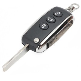 KEYECU for Bentley Continental GT Continental Flying Spur Flip Remote key Case 3 Button