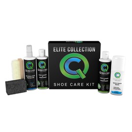 QuickCare Elite Collection - 8 oz Shoe Cleaner & Conditioner, Water & Stain Protection, 2.5 oz Quick Touch White, Brush & Sponge - Complete Shoe Cleaning Set for Sneakers, Leather, and More