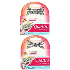 2 x Wilkinson Sword Quattro for Women Razor Blades - 2 Packs of 3 Blades