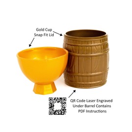 𝐆𝐨𝐥𝐝 𝐂𝐮𝐩 𝐃𝐢𝐜𝐞 - Play Liars, Yahtzee, Farkle, Balut, Dice Poker, Craps, CLo +20 Games - 1-12 Players - Gold and Silver Dice - Pocket Sized - Foodsafe Shot-Glasses - Free Scorecards