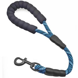 Mycicy Short Dog Leash- 18 Inch Rope Traffic Lead with Padded Handle- 1/2” Strong Nylon Tab for Medium Large Dogs Training Walking (Blue-1.5 ft)
