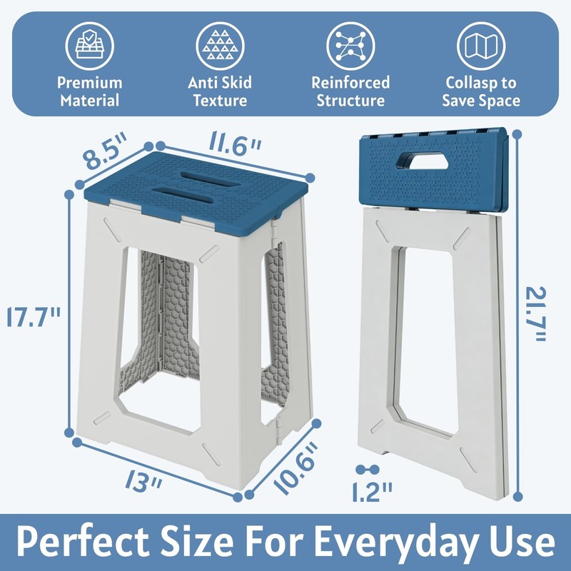 Folding Shower Chair for Inside Shower - 17.7" Heighten Non-Slip