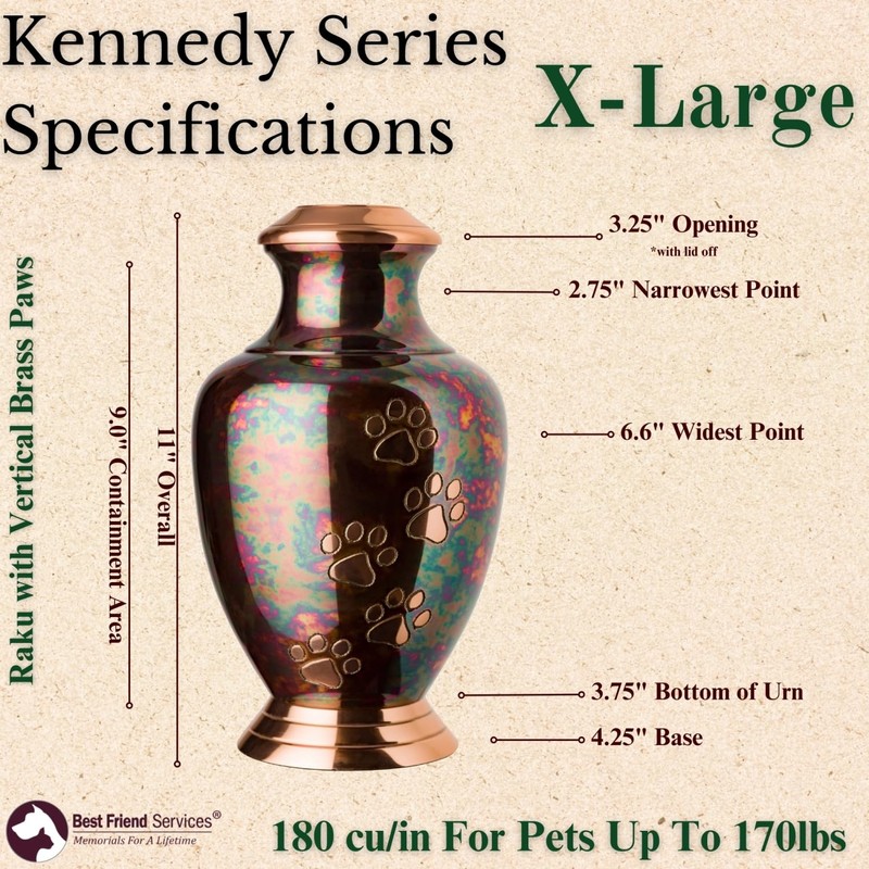 Best Friend Services Arcadia Paws Series Pet Urn: X-Large Raku