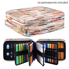 Big Capacity Colored Pencil Case - Holds 260 Colored Pencils or 180 Gel Pens with Zipper Closure - Polyester Pen Organizer for Watercolor Pens or Markers - Perfect for Artist Color Vertical Bars