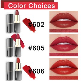 evpct 3Pcs Dark Light Bright Red Matte Lipstick Pack Sets for Women,Ruby Red Silky Velvet Lipstick Matte Long Lasting Smudge Proof Lipstick Lip Stain Makeup Sets Kit matte lipstick 24 hours original