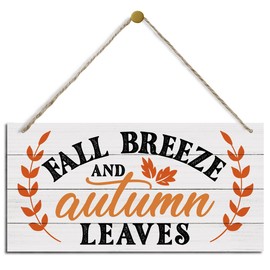 Thanksgiving Decor, Decorative Wood Hanging Wood Plaque, Fall Hanging Decorations for Home, Autumn Indoor Outdoor Decor, Autumn Door Decor, Front Door Decor, Fall Breeze and Autumn Leaves