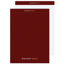 Tops Docket Gold Premium Weight Graph Paper, 8.5" x 11", 4 x 4 Graph Ruled on Front and 1/4" Narrow Ruled on Back, Reinforced Backing, Burgundy Cover, 80 Sheets per Pad (63752) (6 Count)