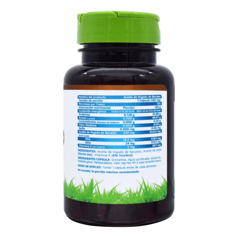 Aceite Higado Bacalao 120 Cápsulas Vidanat Sabor