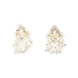 Acrylic Flower Teardrop Dangle Earrings for Women Girls Gold Plated Cubic Zirconia Artificial Pearl White Magnolia Blossom Flowers Cluster Statement Drop Dangling Stud Birthday Wedding Jewelry Gifts