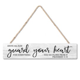 JMYROG Above All Else, Guard Your Heart Hanging Wooden Plaque, for Home Farmhouse Decor Wall, Christian Wall Decor, Proverbs 4:23, Bible Quote Scripture Sign, Prayer Religious Gifts for Family Friend