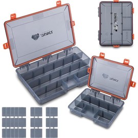 RUNCL Fishing Tackle Box, Waterproof Airtight Stowaway, 3600/3700 Tray Tackle Box with Adjustable Dividers, Plastic Storage Organizer(2pcs 3600) - Color: 3700 and 2pcs smaller 3600