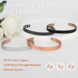 MagEnergy MagEnergy Copper Bracelet for Men and Women 99.9% Pure Copper Bangle Adjustable with 8 Magnets (Copper set)