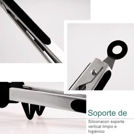 3PCS Pinzas de Cocina de Acero Inoxidable, 23cm Pinzas Barbacoa con Puntas de Silicona, Pinzas Antiadherentes para Cocina, Hornear, Barbacoa, Alta Resistencia al Calor, Negro