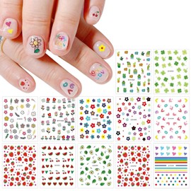 JMEOWIO - 14 hojas de pegatinas de uñas para niños, calcomanías autoadhesivas, diseño de uñas, decoración de uñas, accesorios