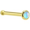 Solid 14k Yellow Gold 2mm Light Blue Synthetic Opal Nose
