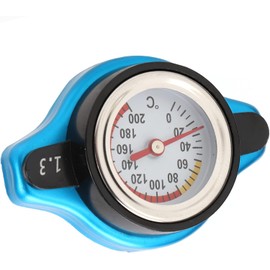 TOPINCN Tapa del Radiador Termo a Prueba de Fugas con Medidor de Temperatura para Motocicletas, ABS + Material de Aleación de Aluminio (Cabeza pequeña 1.3)