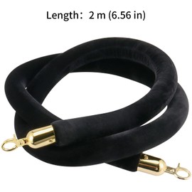 JAPCHET 4 Pack 6.5 Feet Velvet Rope, Black Velvet Stanchion Rope with Gold Polished Hooks, Crowd Control Queue Line Barrier Rope Hanging Ropes for Hotels, Movie Theaters