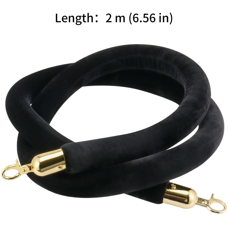 JAPCHET 4 Pack 6.5 Feet Velvet Rope, Black Velvet Stanchion