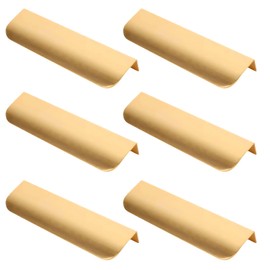 SiLnmLih 6 Pack Adhesive Edge Finger Tab Pull Self Adhesive Cabinet Handles Aluminium Alloy Concealed Drawer Pulls Drawer Edge pulls Easy to Install and Durable (Gold (6 pcs), 4.72" Overall Length)