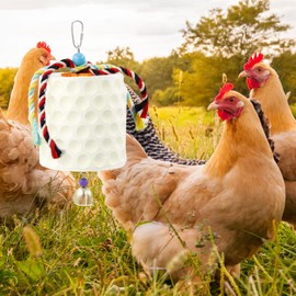 Oooct Large Chicken Chewing Toy, Chick Beak Grinding Calcium Stone with Bells, Chicken Coop Accessories, Cage Toys for Cockatiel Parakeet Parrot Budgies Rat Hamster Rabbit Bunny Green