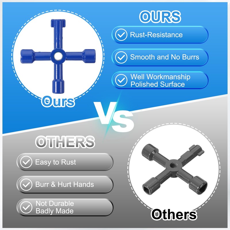PATIKIL 4-Way Multi-Functional Utility Key, 2 Pack Universal Cross Key