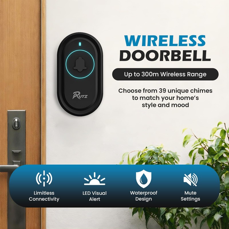 RUTZ® Wireless Doorbell, Waterproof Plug-in Door Bells Wireless Cordless Chime