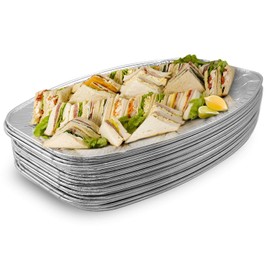 MATANA - 20 Reusable Large Aluminium Foil Platter Serving Party Trays - 35x23cm / 14" - Oven & Freezer Safe Buffet Trays - Recyclable