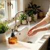 Amolliar 8 Oz Amber Glass Soap Dispenser with Rust-Proof Pump,1