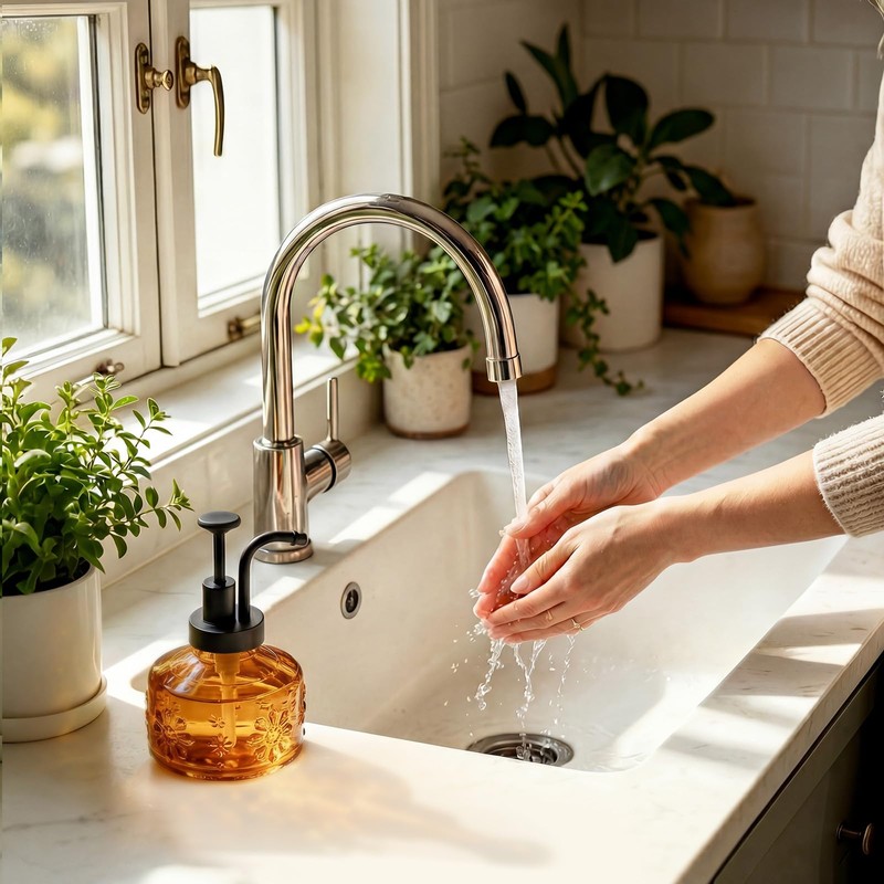 Amolliar 8 Oz Amber Glass Soap Dispenser with Rust-Proof Pump,1