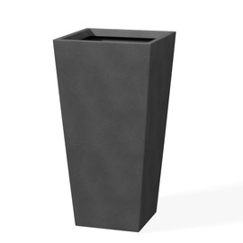 Kante 28" H Concrete Tall Tapered Planter, Large Outdoor Indoor Garden Plant Pot with Drainage Hole and Rubber Plug Home and Patio, Burnished Black Finish