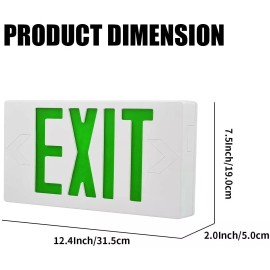 JW LIGHTING 6 PACK GREEN LED Emergency Exit Light Sign - Battery Backup UL924 Fire (GREEN)