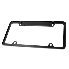 Stainless Steel License Plate Black Frame American (Chrome Flag)