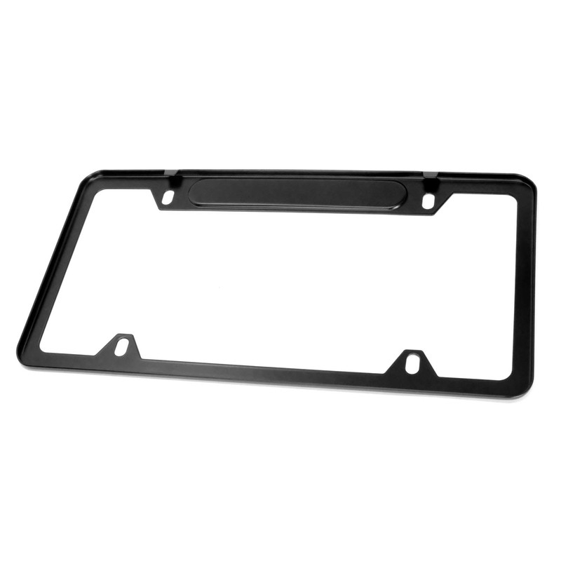 Stainless Steel License Plate Black Frame American (Chrome Flag)