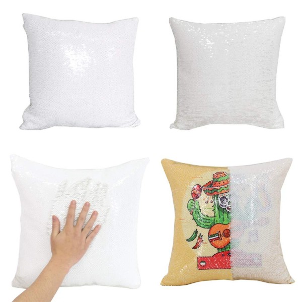 H-E 10pcs* Sublimation Blank Throw Pillow Covers 40x40 cm Sequin