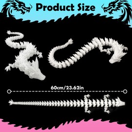 XPJBKC 3D Printed Dragon Large, 24 Inches 3D Dragons, dragon Fidget Toy, Articulated dragon, Fidget Toy for Home Office Decor (Rainbow Nightlight)