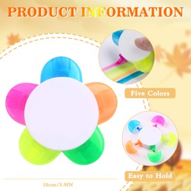 SunAngel Petals Highlighters, Flower Shape Watercolor Highlighter Pens,Highlighters Assorted Colors 5-In-1 Fluorescent Pens for Aesthetic School Office Stationery Supplies.