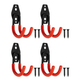 Fuxxer® Solid Iron Hooks Wall Hooks Bicycle Workshop 115 x 70 mm Set of 4 Rubberised Black Orange