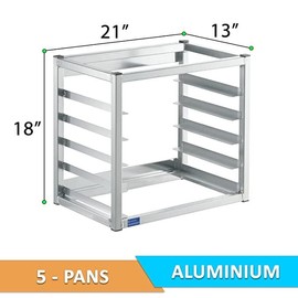 Express KitchQuip Wall Mounted Aluminum Bun Pan Rack – Holds 5 Half-Size Sheet Pans (21" x 13" x 18") | NSF Certified | Space-Saving Storage for Commercial Kitchens