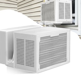 Plusluck Air Conditioner Covers for Window Units Outside: Mesh Cover for U Shaped AC, 8000BTU, 12000 BTU, Waterproof, Breathable, PVC Cover, Anti-Leaf, Easy Air Flow, 20" x 12.6" x 13", White
