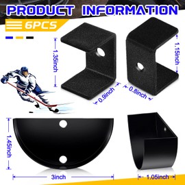 6 Pcs Hockey Stick Wall Mount Hockey Stick Display Holder Black Hockey Stick Display Hanger Ice Hockey Stick Wall Mount Hockey Stick Bracket for Home Office Storage Organizer Gifts (Classic Style)