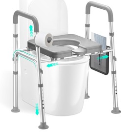 HOMEAL Raised Toilet Seat Riser with Handles for Seniors, 450LBS Heavy-Duty 3in1 Commode Chair for Disabled & Patients with Reinforced Frame & Protective Deflector, Built for Safety & Clean