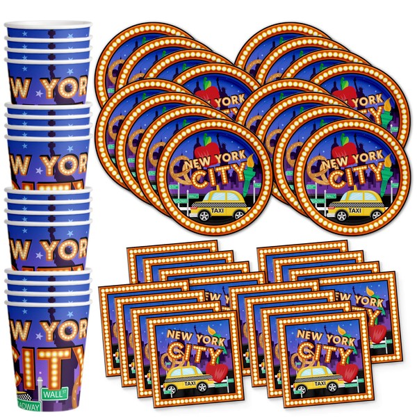 New York City NYC Birthday Party Supplies Set Plates Napkins Cups Tableware Kit for 16
