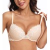 Lemorosy Women's Floral Lace Cups Underwired Bra Push Up Padded
