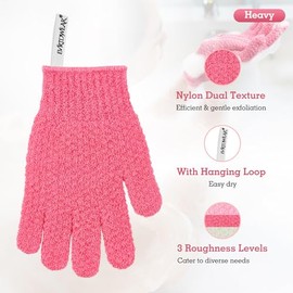 Evridwear Exfoliación Eficaz Guantes Exfoliantes Nailon Doble Textura Eliminan Suavemente Piel Muerta Suciedad Irritar Mejore Efecto Gel Ducha Sales